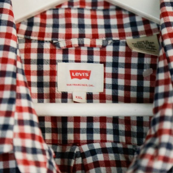 NWOT LEVI's Red Blue Checkered Print Button Up Casual Shirt XXL - Picture 5 of 8